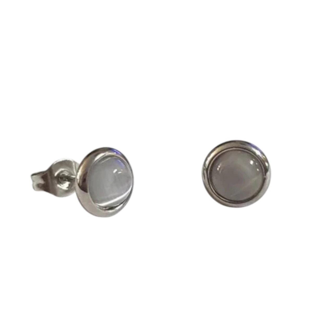 Kattenoog Oorbellen 8mm – Wit - Aramat Jewels - Oorbellen - cadeautip