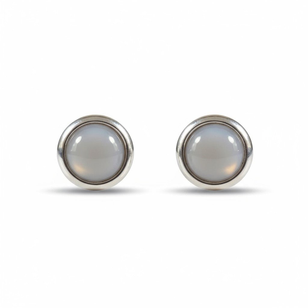 Kattenoog Oorbellen 8mm – Wit - Aramat Jewels - Oorbellen - cadeautip