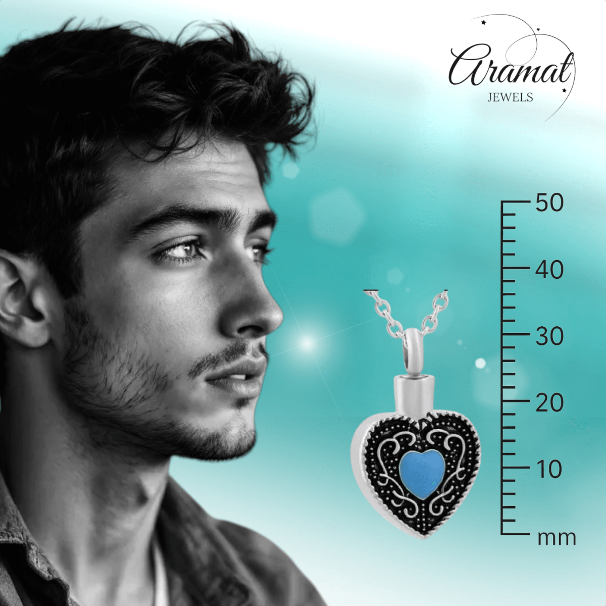 Keltisch hart as - hanger staal blauw emaille 3cm - Aramat Jewels - Gedenkhangers - cadeautip