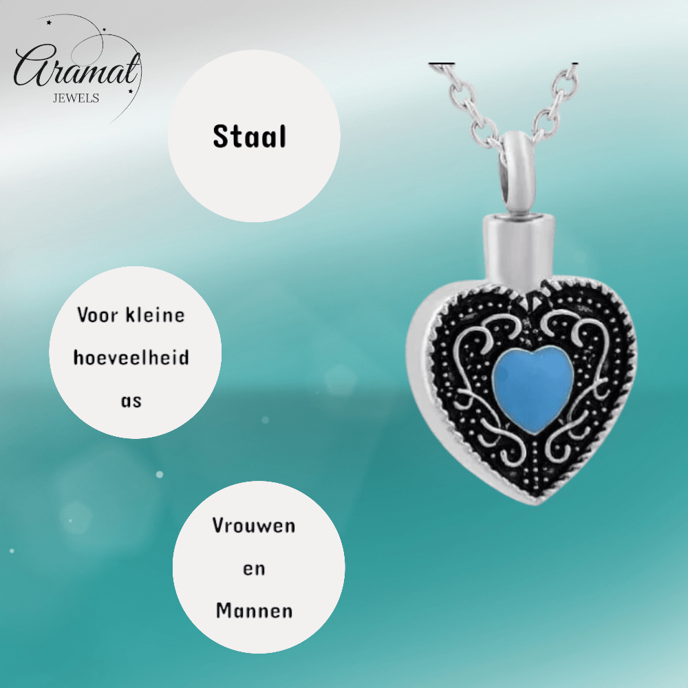 Keltisch hart as - hanger staal blauw emaille 3cm - Aramat Jewels - Gedenkhangers - cadeautip