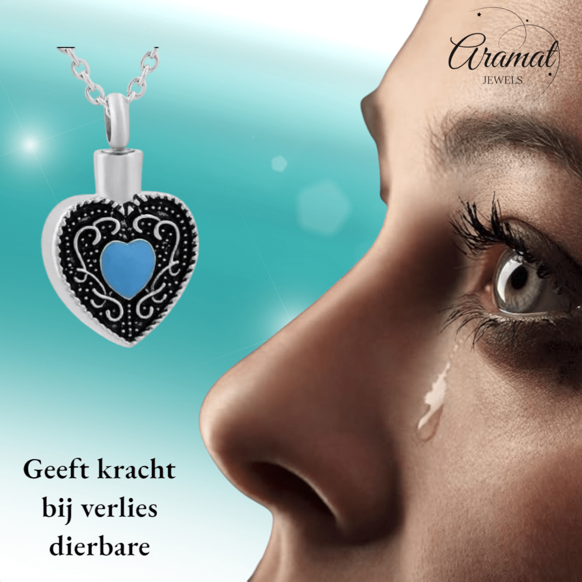 Keltisch hart as - hanger staal blauw emaille 3cm - Aramat Jewels - Gedenkhangers - cadeautip