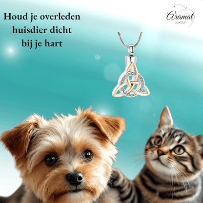 Keltische as - hanger staal triquetra met kristal - Aramat Jewels - Gedenkhangers - cadeautip