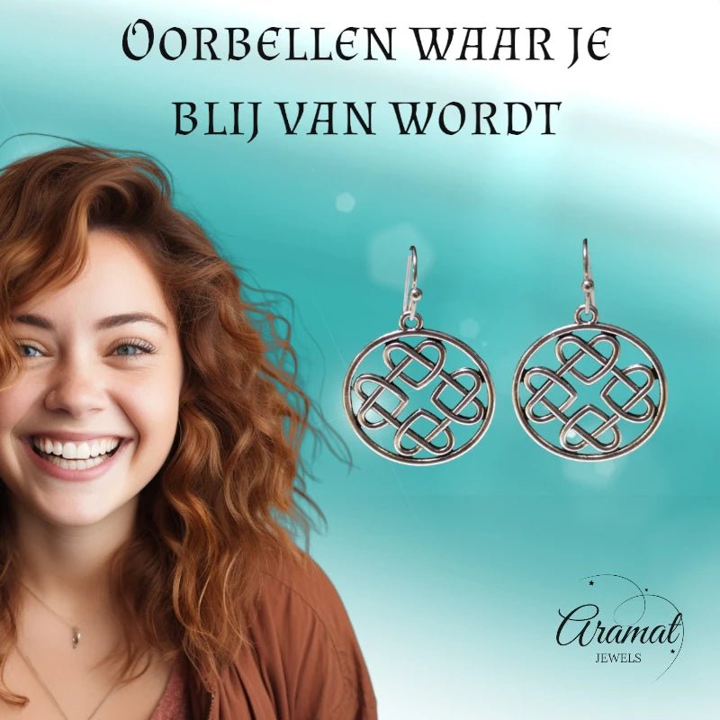 Keltische Boho Oorhangers – Gevlochten Cirkel – 35x25mm - oor6057 - Oorhangers kopen# - 35mm - alles - bali