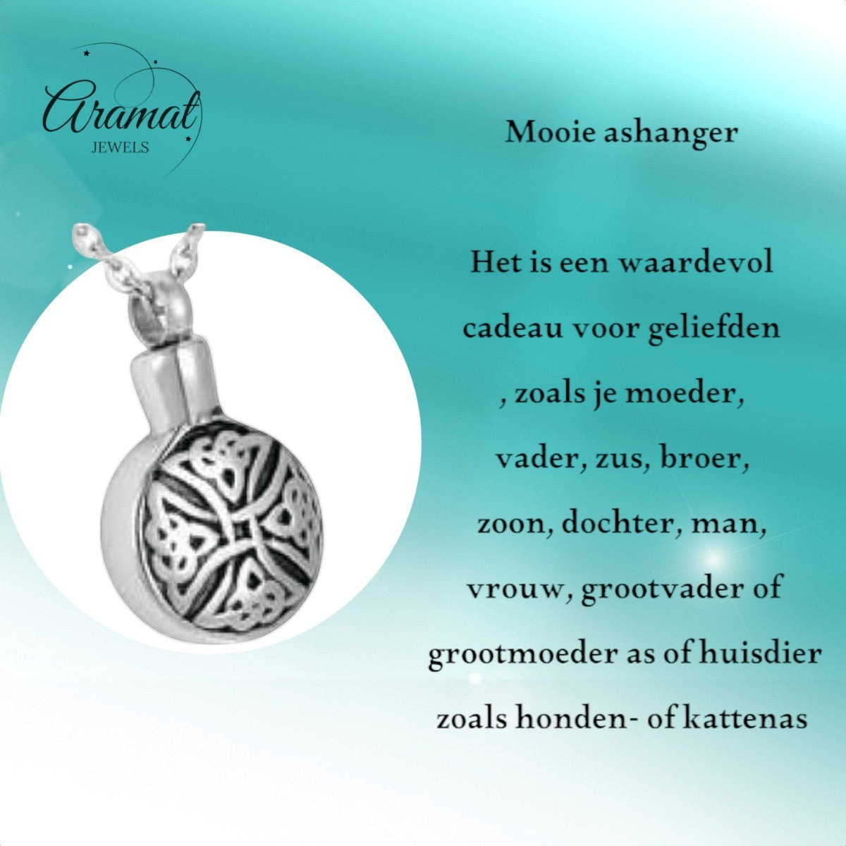 Keltische ronde ashanger staal triquetra zwart - Aramat Jewels - Gedenkhangers - cadeautip