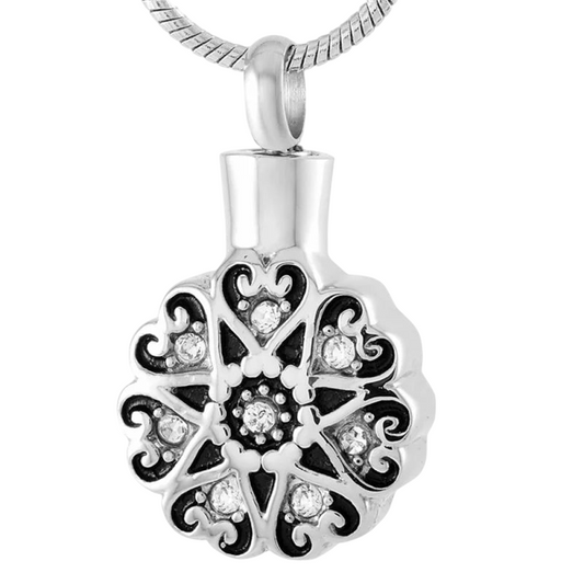 Round Celtic ash pendant steel with zirconia