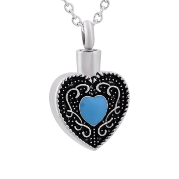 Keltisch hart as-hanger staal blauw emaille 3cm