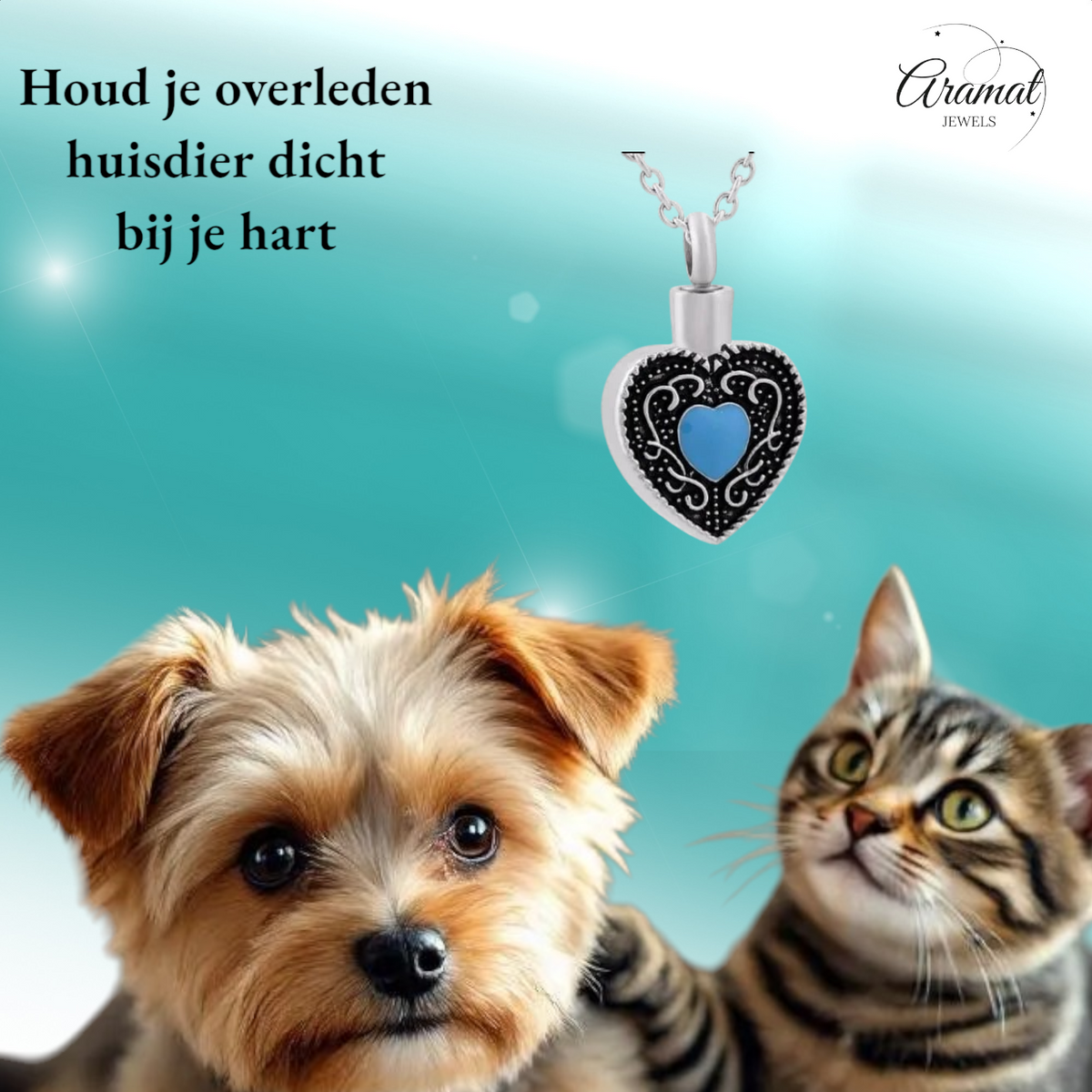Keltisch hart as-hanger staal blauw emaille 3cm