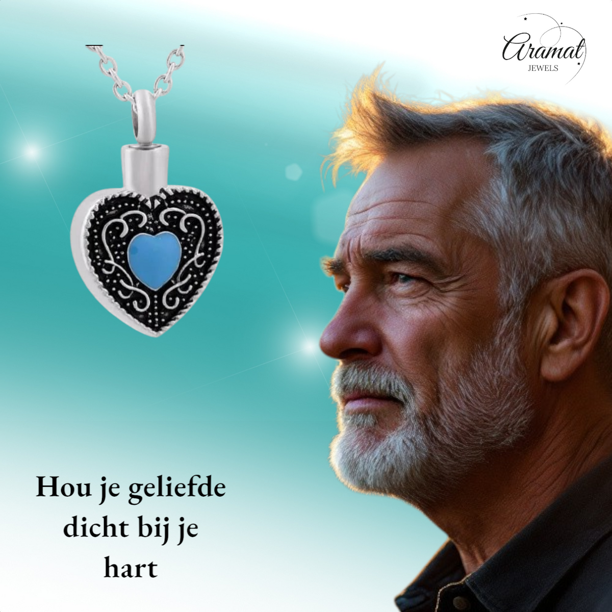 Keltisch hart as-hanger staal blauw emaille 3cm
