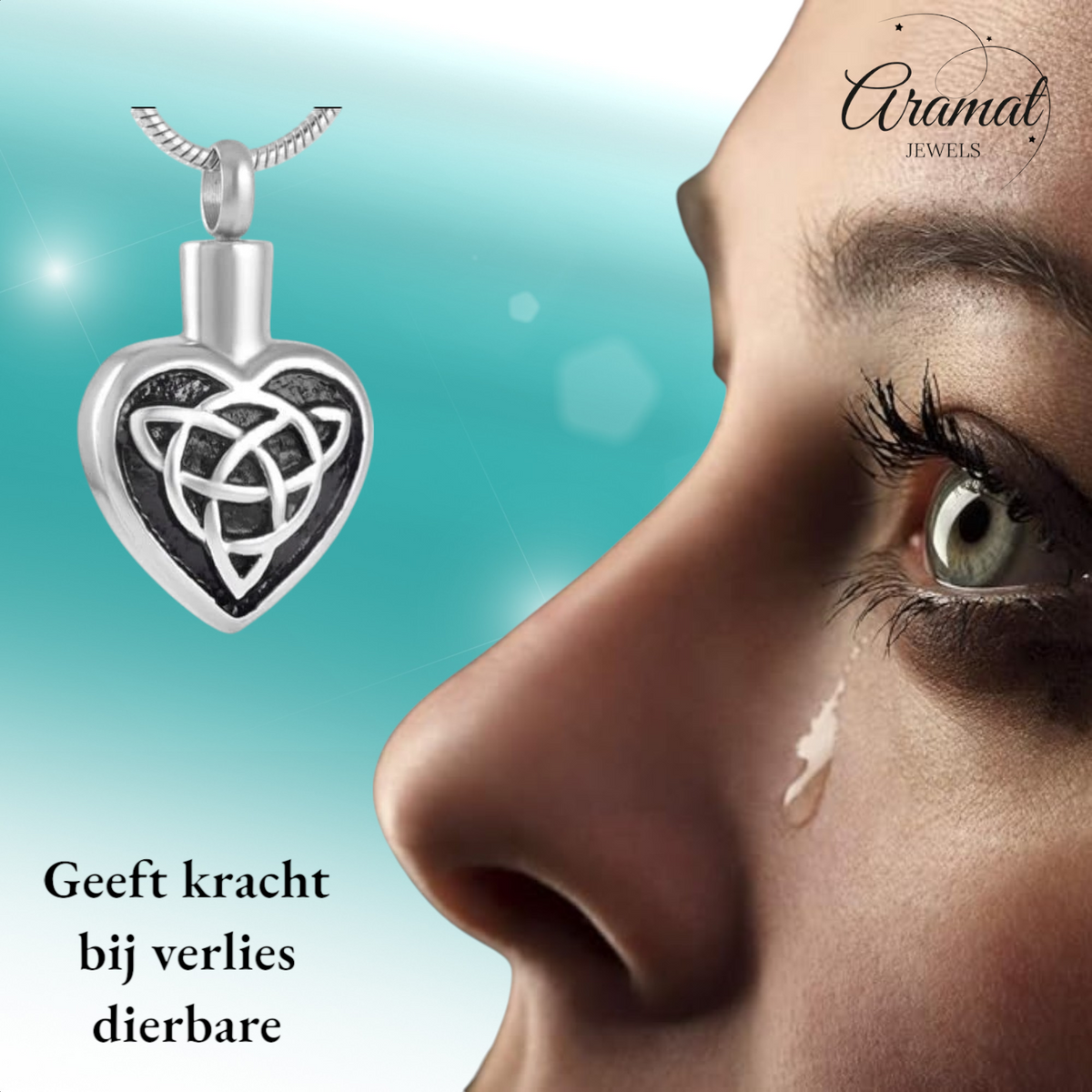 Keltisch as-hartje staal met zwarte triquetra