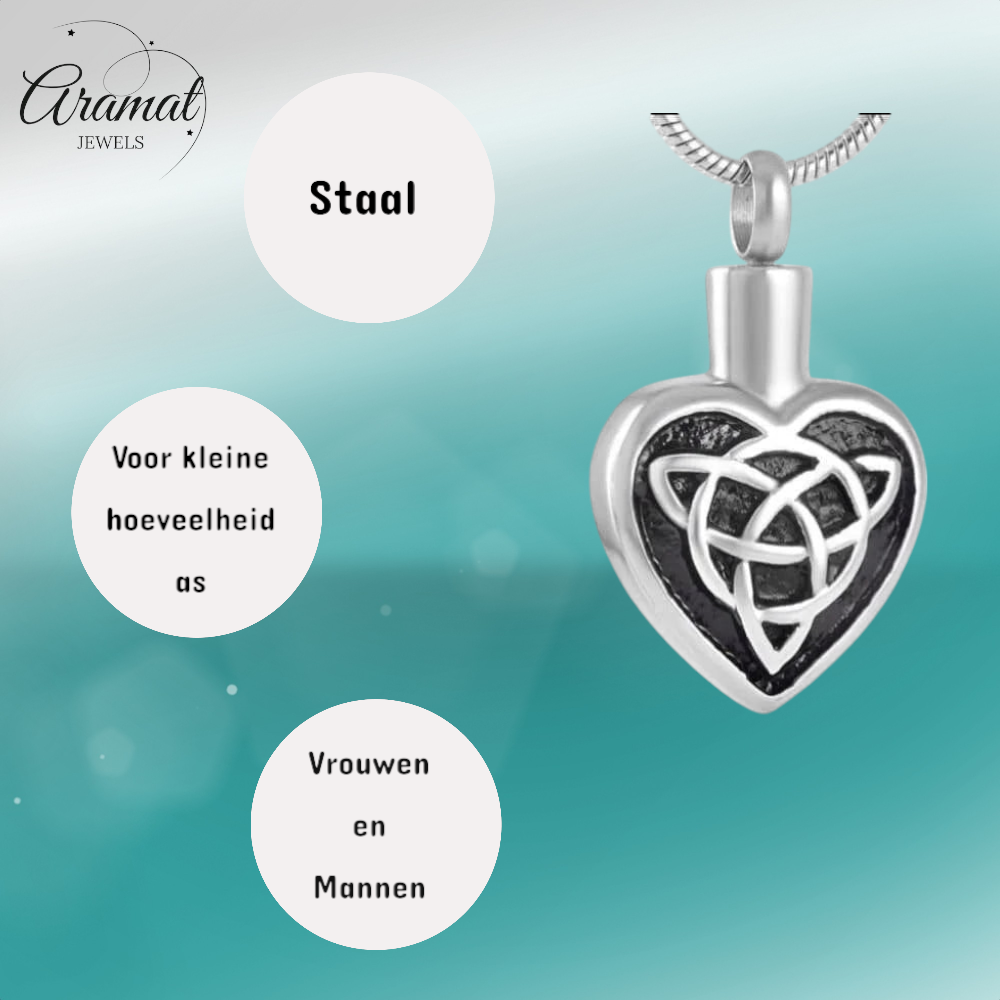 Keltisch as-hartje staal met zwarte triquetra