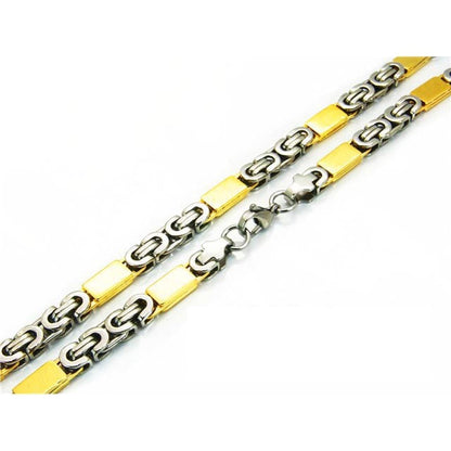 Gouden En Zilveren Armband Met Schakel - Stoere Stalen Koningsketting