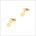 Muzieknoten Oorknopjes - Stalen Oorbellen Muzieknoot-goudkleur-7x4mm