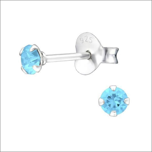Zilveren Zirkonia Oorbellen Met Blauwe Kristal Stud Oorbellen
