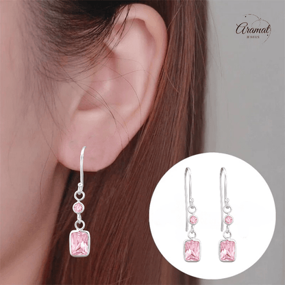 Kinder Oorhangers Roze Zirkonia - 925 Zilver - oor2465 - 27701 - Oorhangers kopen# - 25mm - 925 Zilver - alles