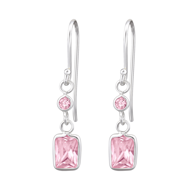 Kinder Oorhangers Roze Zirkonia - 925 Zilver - oor2465 - 27701 - Oorhangers kopen# - 25mm - 925 Zilver - alles