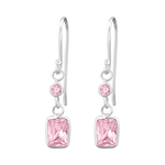 Kinder Oorhangers Roze Zirkonia - 925 Zilver - oor2465 - 27701 - Oorhangers kopen# - 25mm - 925 Zilver - alles