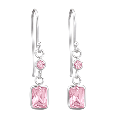 Kinder Oorhangers Roze Zirkonia - 925 Zilver - oor2465 - 27701 - Oorhangers kopen# - 25mm - 925 Zilver - alles