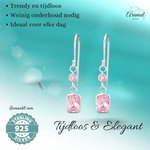 Kinder Oorhangers Roze Zirkonia - 925 Zilver - oor2465 - 27701 - Oorhangers kopen# - 25mm - 925 Zilver - alles