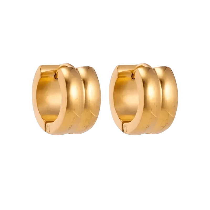 Klapcreolen – Staal Enkele Streep Goudkleurig (13mm) - Aramat Jewels - Oorringen - cadeautip