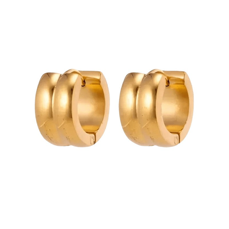 Klapcreolen – Staal Enkele Streep Goudkleurig (13mm) - Aramat Jewels - Oorringen - cadeautip
