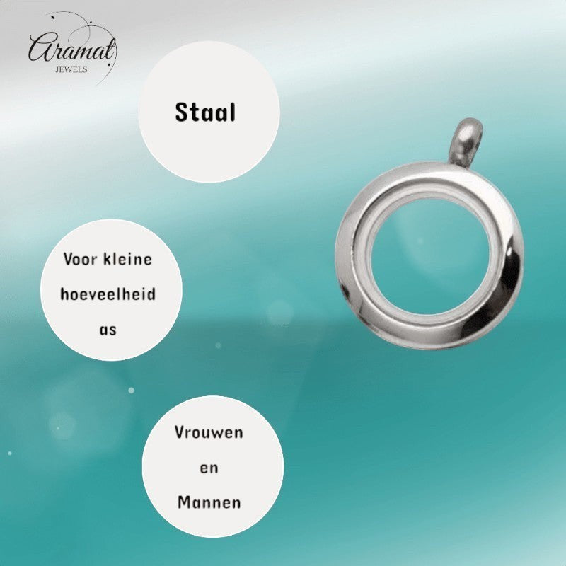 Kleine Ronde Ashanger RVS 15mm - hang1466 - Gedenkhangers kopen# - 15mm - alles - ashangers