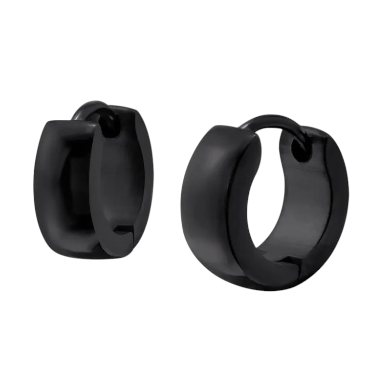 Zwarte Mini Huggies Oorringen 10x4mm