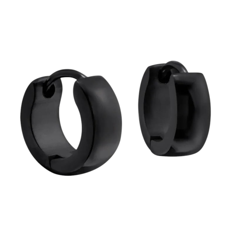 Zwarte Mini Huggies Oorringen 10x4mm