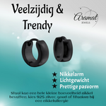 Zwarte Mini Huggies Oorringen 10x4mm