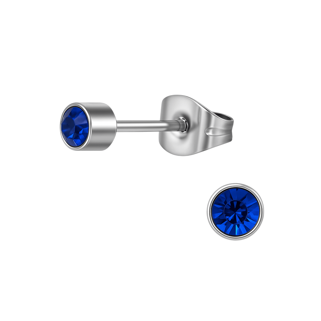 Koningsblauw kristal oorstekers – 4mm zilver - Aramat Jewels - Oorbellen - cadeautip