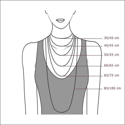 Diagram Vrouwelijke Nek Met Metingen Voor Koordketting Staal 50cm 3mm Zilverkleurig