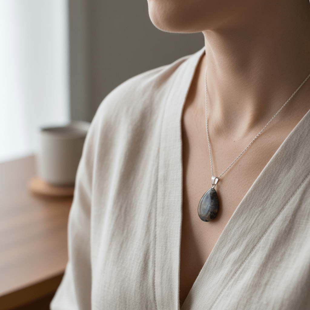 Labradoriet Druppel Hanger natuursteen - Aramat Jewels - Hangers - cadeautip
