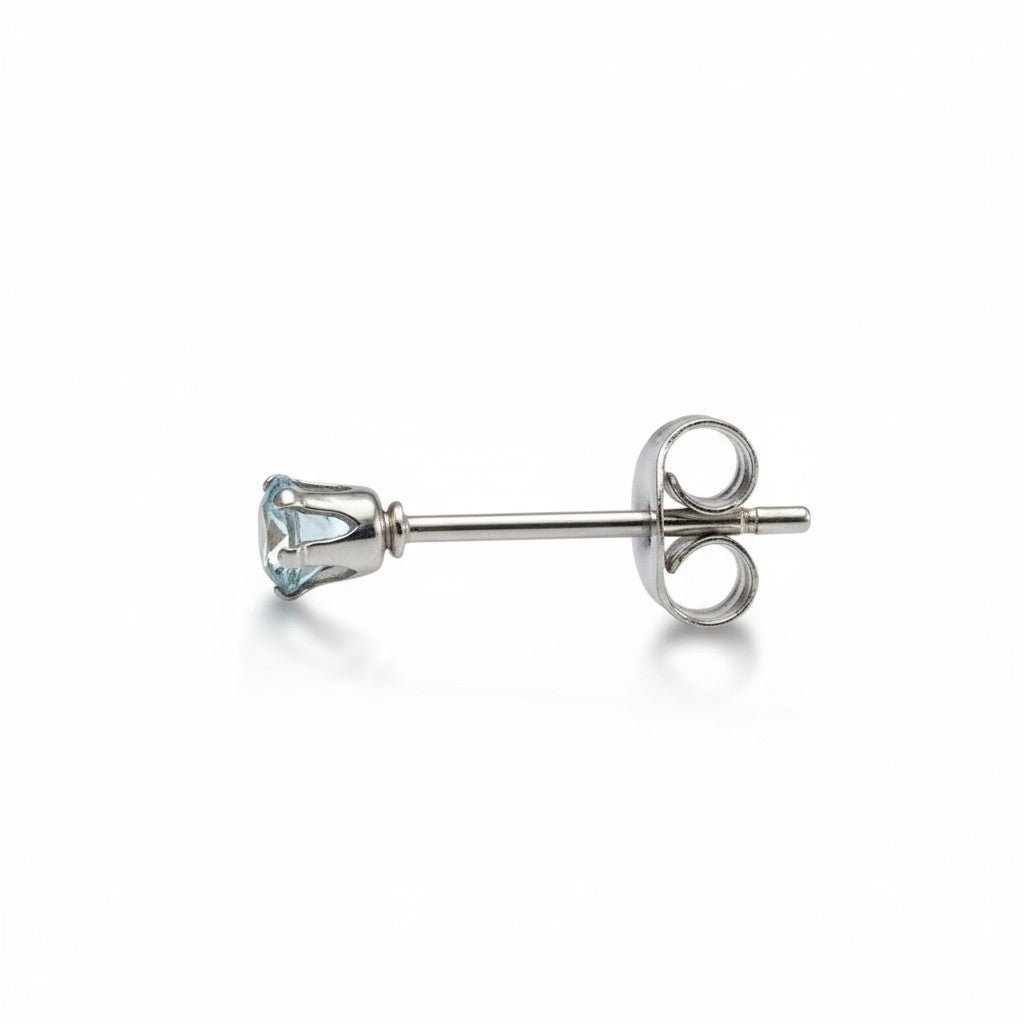 Lichtblauwe Zirkonia Oorbellen – 3mm – RVS - Aramat Jewels - Oorbellen - cadeautip