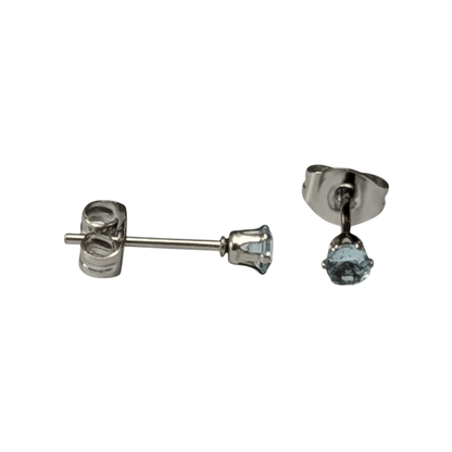 Lichtblauwe Zirkonia Oorbellen – 3mm – RVS - Aramat Jewels - Oorbellen - cadeautip