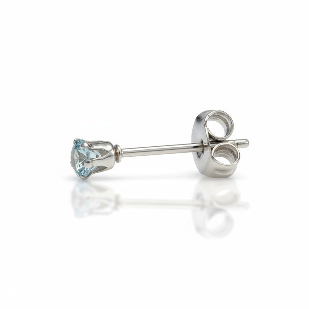 Lichtblauwe Zirkonia Oorbellen – 3mm – RVS - Aramat Jewels - Oorbellen - cadeautip
