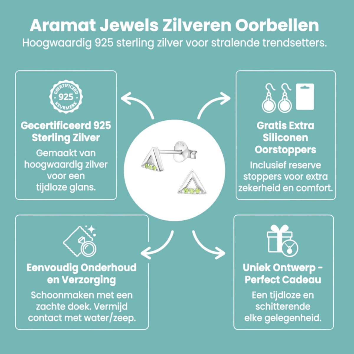 Lichtgroene Kristallen Oorbellen voor Kinderen - Aramat Jewels - Oorbellen - cadeautip