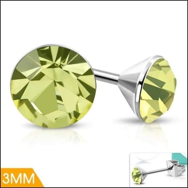 Lichtgroene Mini Kristal Oorbellen – 3mm – RVS - Aramat Jewels - Oorbellen - cadeautip