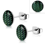 Stoere Stalen Logo Oorknoppen - Trendy Oorbellen 9.5mm / Gevlochten-groen