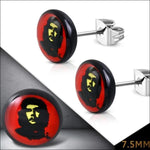 Stijlvolle Stalen Logo Oorbellen 7.5mm / Che Guevara