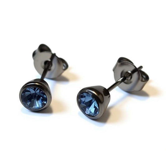 Purple Crystal Earrings - Steel