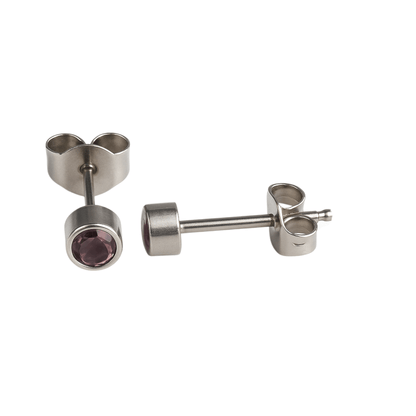 Lila kristal oorstekers – 4mm zilver RVS - Aramat Jewels - Oorbellen - cadeautip