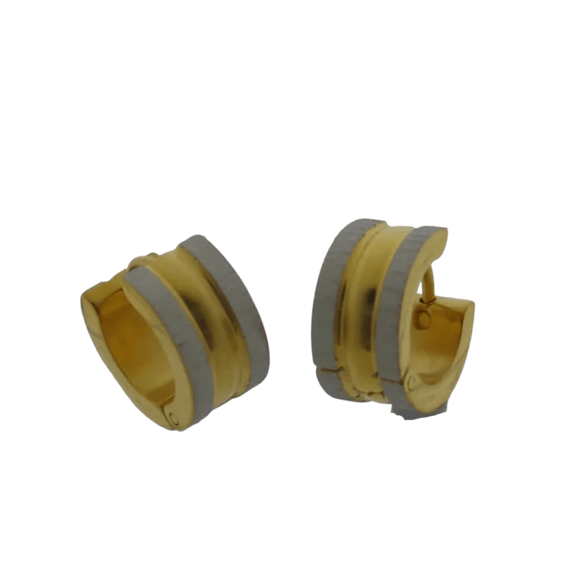 Een paar gouden en zilveren oorbellen