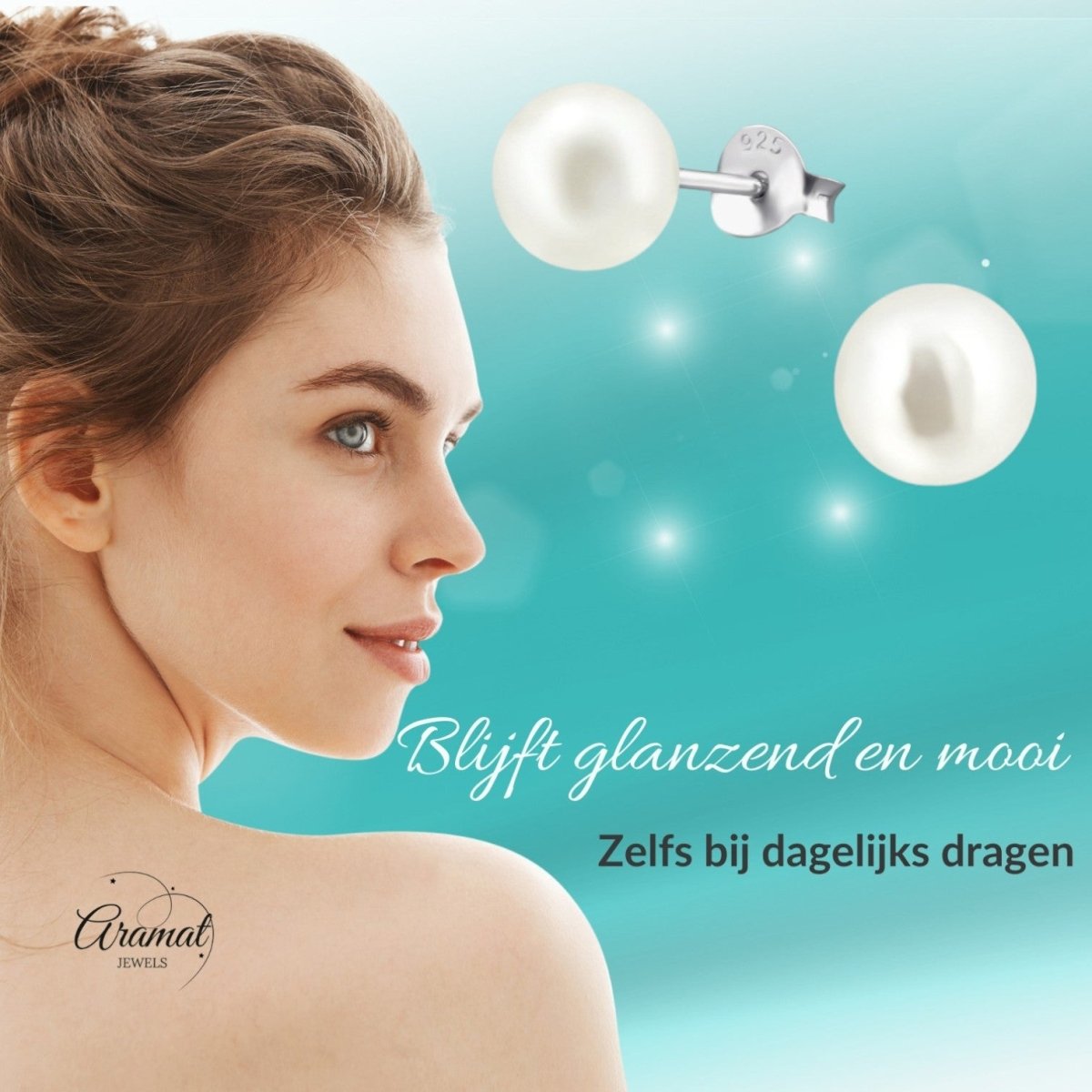 Luxe Crèmekleurige Pareloorbellen 7mm - Aramat Jewels - Oorbellen - cadeautip