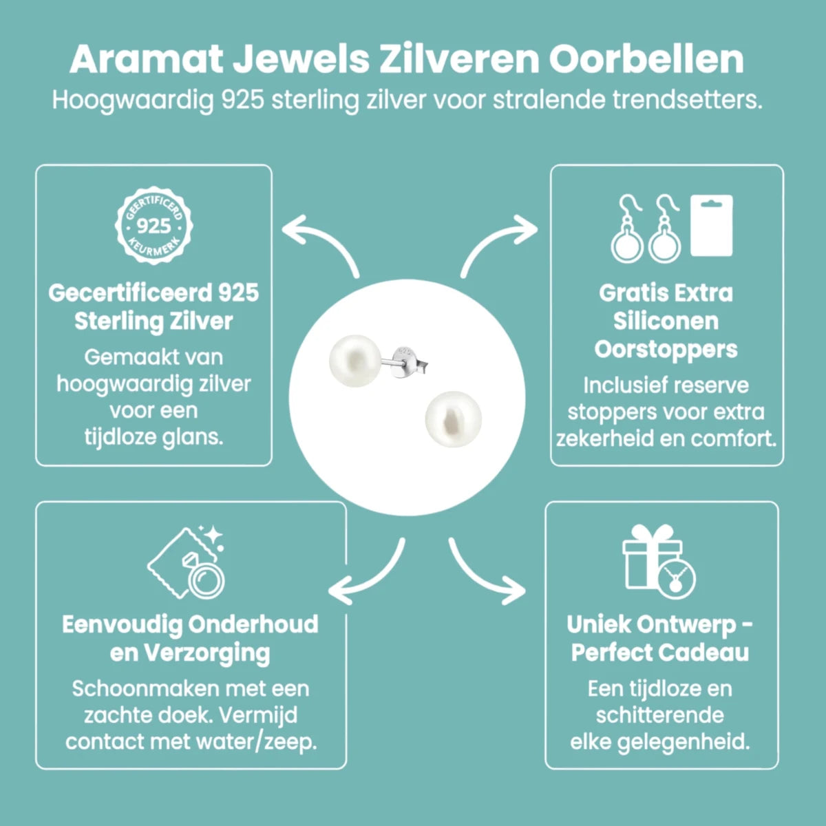 Luxe Crèmekleurige Pareloorbellen 7mm - Aramat Jewels - Oorbellen - cadeautip