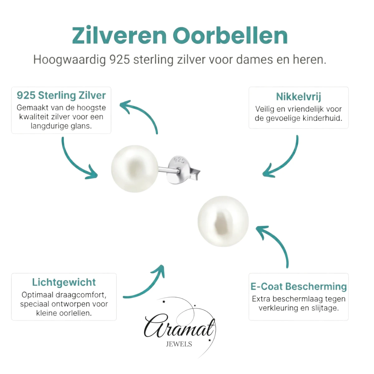 Luxe Crèmekleurige Pareloorbellen 7mm - Aramat Jewels - Oorbellen - cadeautip