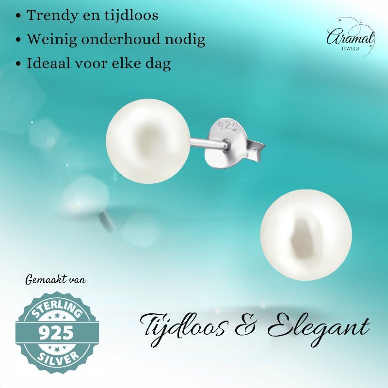 Luxe Crèmekleurige Pareloorbellen van Aramat Jewels® - oor2891 - 13141 - Oorbellen kopen