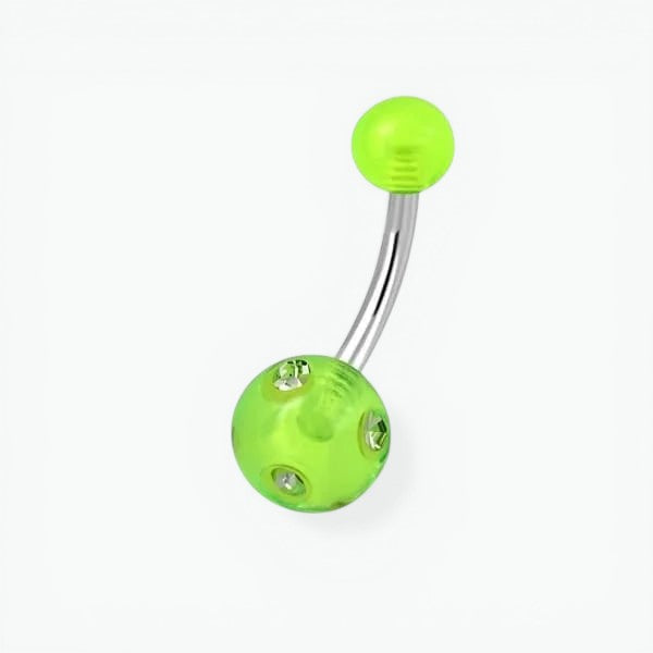 Piercing nombril luxueux en acier cristal avec pierre 