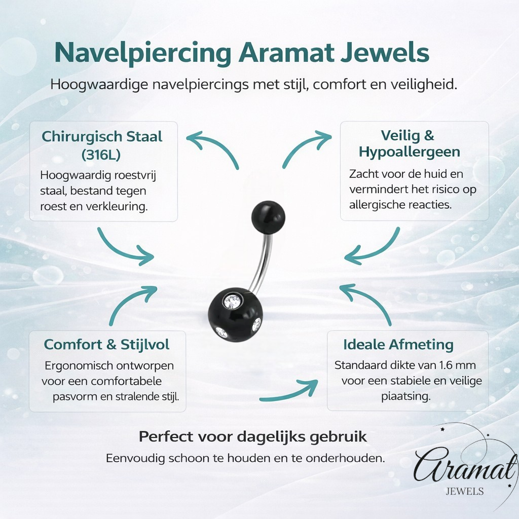 Piercing nombril luxueux en acier cristal avec pierre 