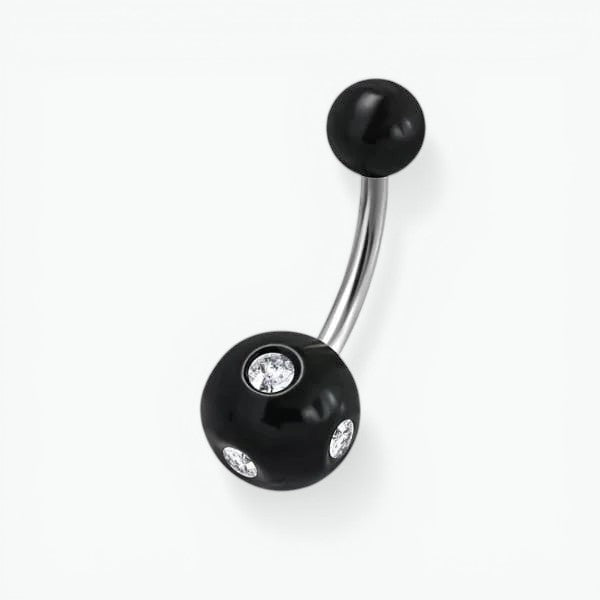Piercing nombril luxueux en acier cristal avec pierre 