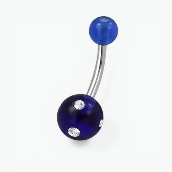 Piercing nombril luxueux en acier cristal avec pierre 