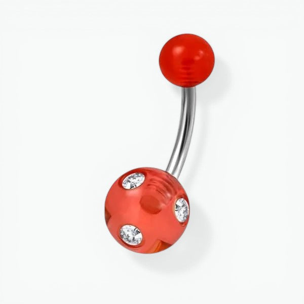 Piercing nombril luxueux en acier cristal avec pierre 